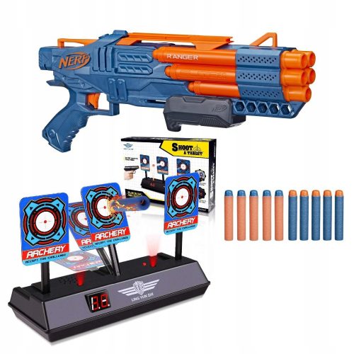  SCHROTFLINTE NERF ELITE 2.0 RANGER-SET plus ELEKTRONISCHES SCHILD 3 ZIELE