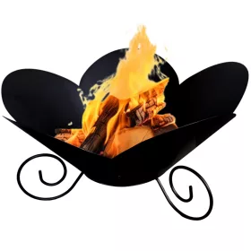    Gartenfeuerstelle Lotos 50 cm Stahl schwarz für Lagerfeuer Grill Kessel