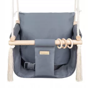    KIDABOO Kinderschaukel fürs Zimmer CE-Sicherheitsgurt Dunkelgrau