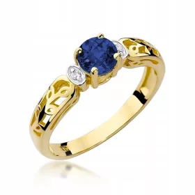    Ring aus 585er Gold, Saphir und Diamanten, elegantes Geschenk, jede Größe