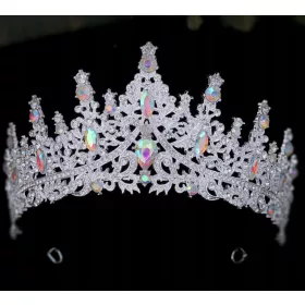    Große silberne Tiara-Hochzeitsdiadem-Krone für den Junggesellinnenabschied der Braut