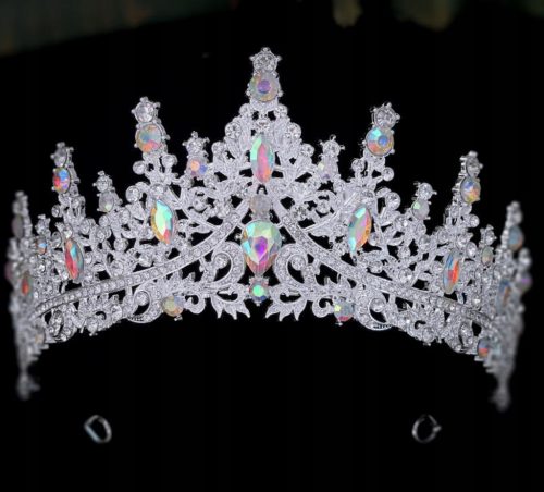  Große silberne Tiara-Hochzeitsdiadem-Krone für den Junggesellinnenabschied der Braut
