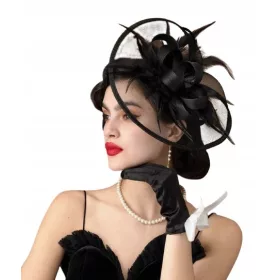    Wunderschöner Fascinator, Haube, Blumenstirnband, schwarzer Banketthutclip