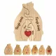  Holzfiguren von Teddybären, GRAVIERT, Puzzle, Familienmotiv, BEREIT FÜR EIN GESCHENK