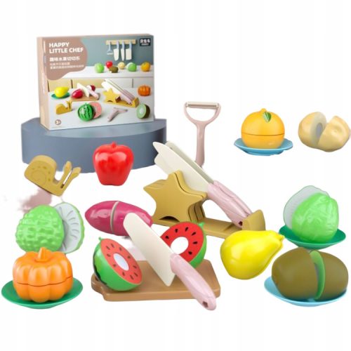  Set Küchenspielzeug, Besteck für Obst und Gemüse, 21-teilig, rosa Küche