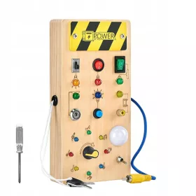    Montessori Holzsensorisches Manipulationsbrett mit LED-Schaltern