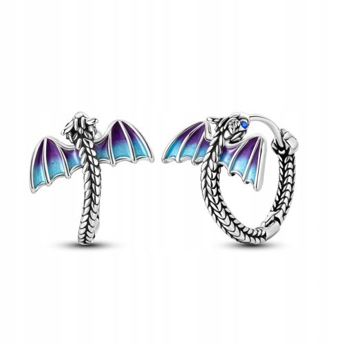  Silberne Märchenohrringe Bright Dragons, Drachenringe, 925er Silber