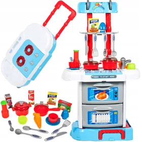    3-in-1-KÜCHE MIT OFEN im BATTERIEBETRIEBNEN KOFFER AUF RÄDERN FÜR KINDER