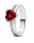  Roter konvexer Herzring mit Zirkonen, Silber S925, Größe 14