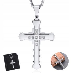  KETTE MIT KREUZ Silberne Herren-Kreuzkette ITALIENISCH