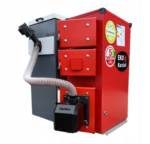  Woźny Junior Doppelfunktionsofen mit Stahlbehälter für Briketts, Holz, Öko-Erbsenkohle, Feinkohle, Pellets, Braunkohle, Steinkohle 13 kW
