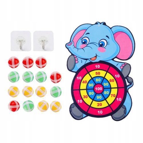  Zieltafel mit 15 Klebebällen. Ein Brettspiel mit Comic-Tieren