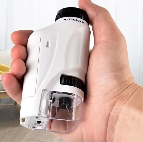  TASCHENMIKROSKOP FÜR KINDER UND JUGENDLICHE – ZOOM 60x bis 120x LED-LICHT