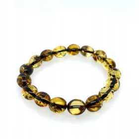    BERNSTEIN-Armband an elastischem Band, grün, natürlich, baltischer Bernstein FILM