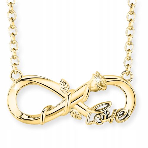 Goldene Infinity-Halskette mit rosévergoldetem 585er Forever Love-SILBER 925