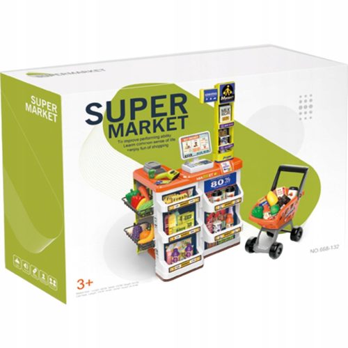  Großer Supermarkt, Kinderladen, Verkaufsstand, Kasse, Waage, Korb, Einkaufswagen, Geräusche