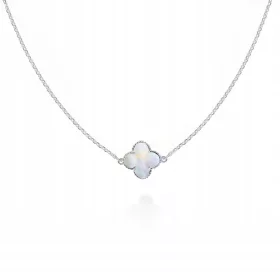  Kleeblatt-Halskette aus Silber, Perlmutt PR.925, 40 cm