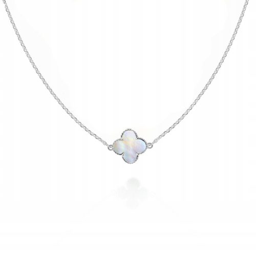  Kleeblatt-Halskette aus Silber, Perlmutt PR.925, 40 cm