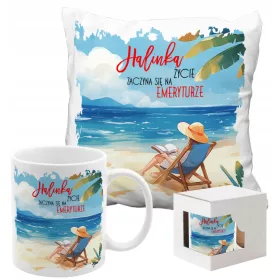    GESCHENK FÜR EINEN RUHESTAND BECHER KISSEN DAS LEBEN BEGINS IM RUHESTAND + NAME