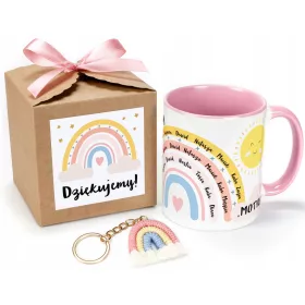    Regenbogen-Geschenkset zum Lehrertag für ein Vorschulmädchen, Tassen-Schlüsselanhänger