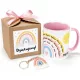  Regenbogen-Geschenkset zum Lehrertag für ein Vorschulmädchen, Tassen-Schlüsselanhänger