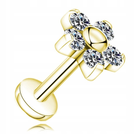  TITAN-LABRET-OHRRING, GOLDBLUMEN-OHR-HELIX-ZIRKONIA 1,2/6