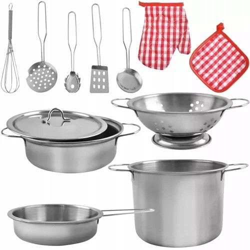  Töpfe für Kinder, Küchenzubehör, Metalltöpfe-Set, Bratpfanne, groß