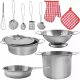  Töpfe für Kinder, Küchenzubehör, Metalltöpfe-Set, Bratpfanne, groß
