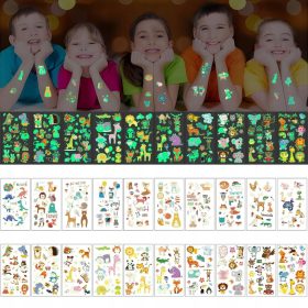    Im Dunkeln leuchtende Tattoos für Kinder, 20 Blatt, Tiere, Dinosaurier