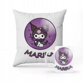   KISSEN + BECHER-SET, GESCHENK FÜR EIN KIND KUROMI HELLO KITTY + NAME #21