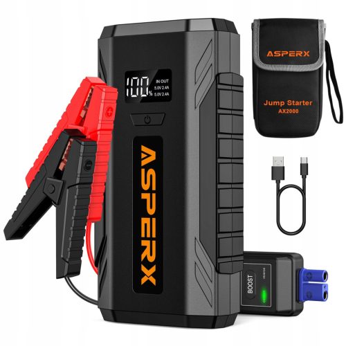  ASPERX Starter Powerbank 2000A 12V LED Bis zu 8L Benzin 65L Diesel