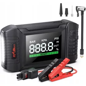    FLYLINKTECH Starter-Powerbank mit Kompressor, 5000 A, 150 PSI, LED-Bildschirm