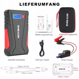  DINKALEN Start-Powerbank 12V LED 7L Benzin 55L Diesel