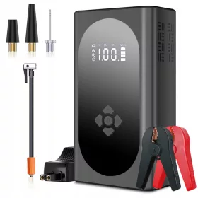    giatero Powerbank Kompressor 150PSI 4000A 12V Auto Booster LCD QC3.0 LED