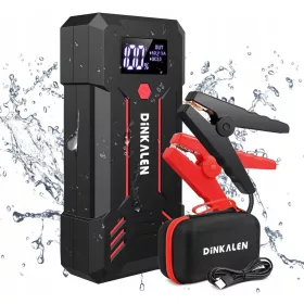    DINKALEN Powerbank 23800 mAh Auto-Starthilfe, LED-Taschenlampe, Schwarz