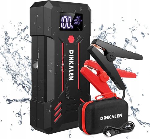  DINKALEN Powerbank 23800 mAh Auto-Starthilfe, LED-Taschenlampe, Schwarz