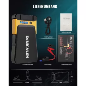    DINKALEN Powerbank 15800 mAh 1200 A Auto-Starthilfe-LED-Taschenlampe
