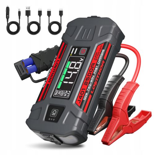  LOKITHOR J401 Powerbank 2500A 12V Autobatteriekabel LED-Bildschirm