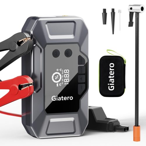  GIATERO Starthilfe Powerbank 4000A Kompressor 150PSI LCD USB QC3.0 LED
