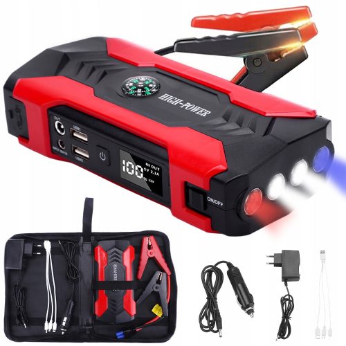  LEISTUNGSSTARKE POWER BANK JUMP STARTER START BOOSTER FACKEL 28000 mAh + KLEMMEN