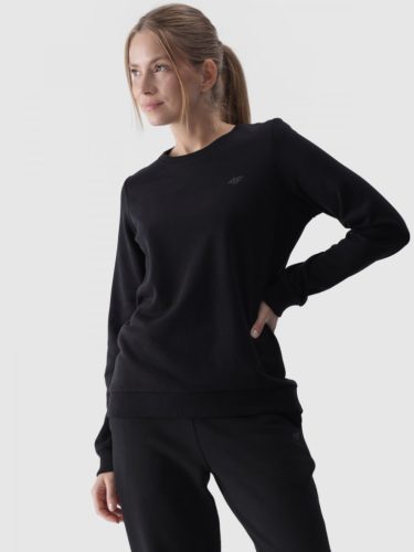  Damen-Sweatshirt ohne Reißverschluss ohne Kapuze 4F 4FWMM00TSWSF1469 - schwarz