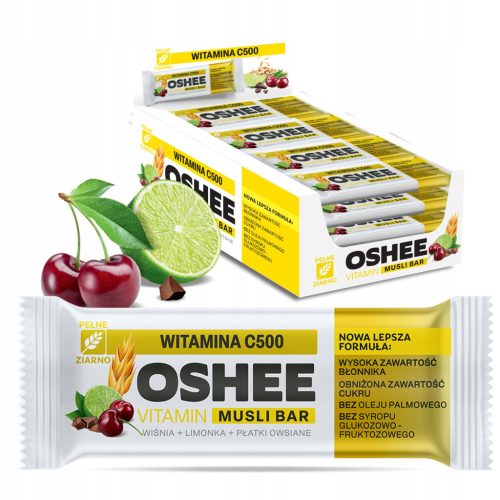 OSHEE Vitamin Müsli Riegel - Limette/Kirsche, reich an Vitamin C