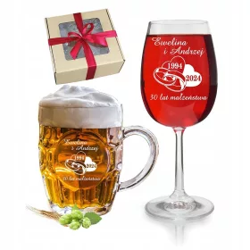    HOCHZEITSJUBILÄUM 1 5 10 15 25 50 GESCHENK WEINGLAS + BIERMUZZLE