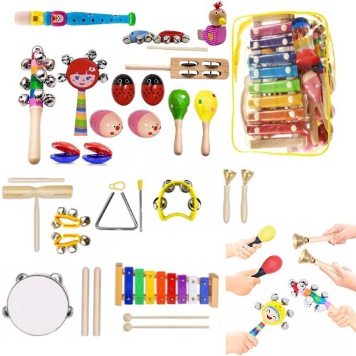  MUSIKINSTRUMENTEN-SET AUS HOLZ