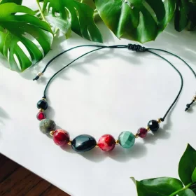    Steinbock Sternzeichen Armband Handgefertigter Onyx Granat Türkis Turmalin