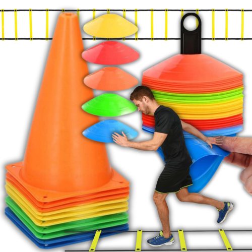  GROSSES FUSSBALL-SET TRAININGSKEGEL LEITERPLATTEN FUSSBALL