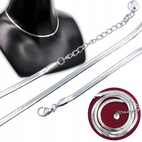    SILBER KETTENBAND CHIRURGENSTAHL 41cm +5cm x 3,2mm 316L FLACH