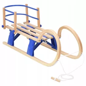  Klappschlitten mit Rückenlehne 110x37x45cm, Beige und Blau