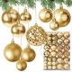  GOLDENE WEIHNACHTSKUGELN, UNZERBRECHLICHE WEIHNACHTSANHÄNGER, Set mit 100 Stück.