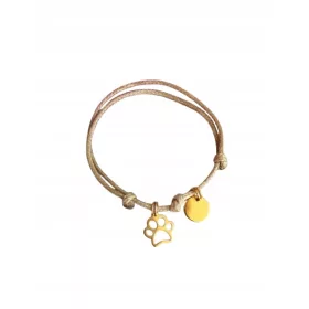    HUNDEPFOTEN-Armband mit Gravur MIT DEM NAMEN DER HUNDEPFOTE, GOLD, gravierte Schnur